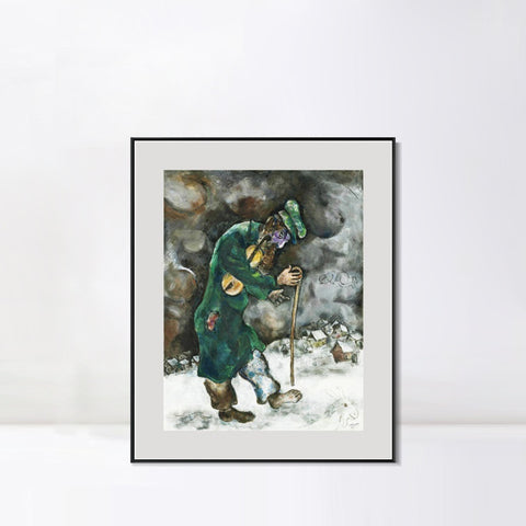 INVIN ART Mental Framed Canvas Giclee Print Art Vagrant by Marc Chagall Wall Art Living Room Home Office Decorations