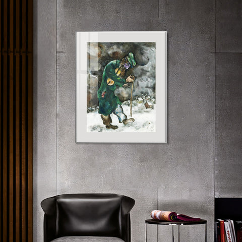 INVIN ART Mental Framed Canvas Giclee Print Art Vagrant by Marc Chagall Wall Art Living Room Home Office Decorations