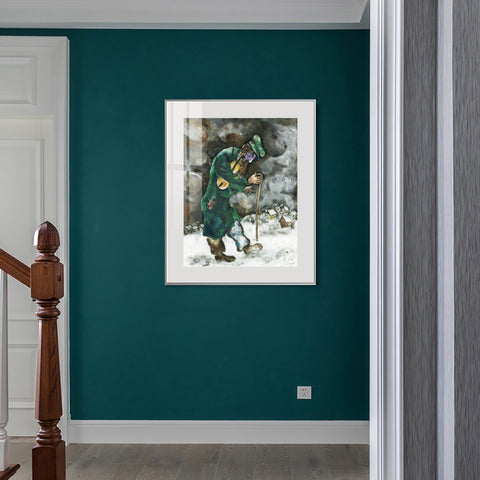 INVIN ART Mental Framed Canvas Giclee Print Art Vagrant by Marc Chagall Wall Art Living Room Home Office Decorations