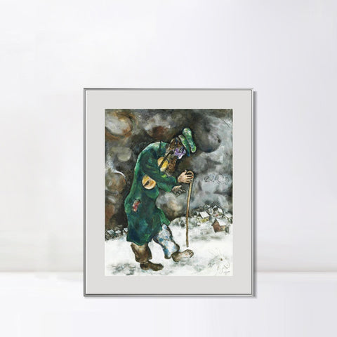 INVIN ART Mental Framed Canvas Giclee Print Art Vagrant by Marc Chagall Wall Art Living Room Home Office Decorations