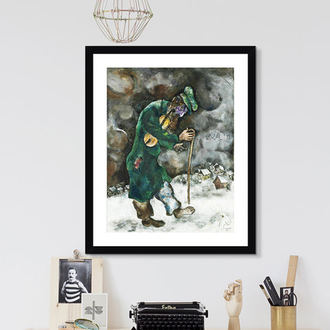 INVIN ART Framed Canvas Giclee Print Art Vagrant by Marc Chagall Wall Art Living Room Home Office Decorations