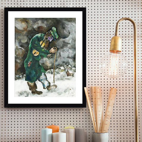 INVIN ART Framed Canvas Giclee Print Art Vagrant by Marc Chagall Wall Art Living Room Home Office Decorations