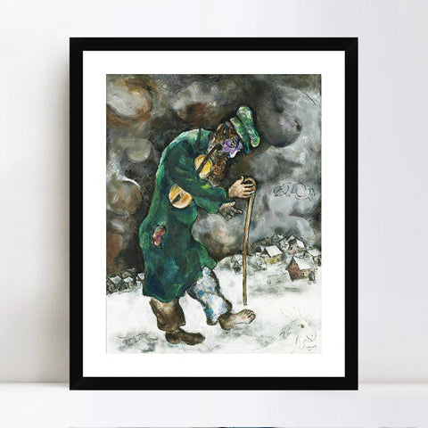 INVIN ART Framed Canvas Giclee Print Art Vagrant by Marc Chagall Wall Art Living Room Home Office Decorations