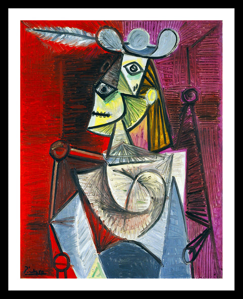 Invin Art Framed Stretch Canvas Woman In An Armchair by Pablo Picasso Wall Art Home Decor
