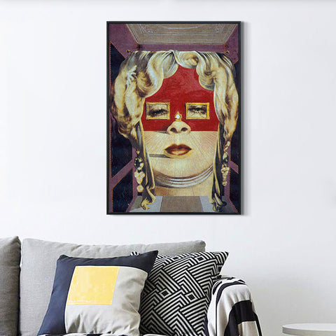 INVIN ART Framed Canvas Giclee Print Art Masked Woman by Salvador Dali Wall Art