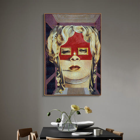 INVIN ART Framed Canvas Giclee Print Art Masked Woman by Salvador Dali Wall Art