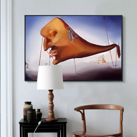 INVIN ART Framed Canvas Giclee Print Art Sleep Le Sommeil by Salvador Dali Wall Art