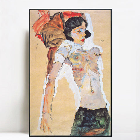 INVIN ART Framed Canvas Giclee Print Art Nude Woman by Egon Schiele Wall Art Living Room Home Office Decorations