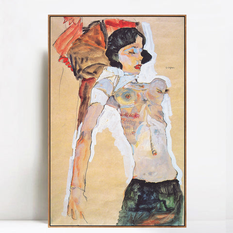 INVIN ART Framed Canvas Giclee Print Art Nude Woman by Egon Schiele Wall Art Living Room Home Office Decorations