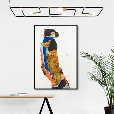 INVIN ART Framed Canvas Giclee Print Art The Dancer Moa by Egon Schiele Wall Art Living Room Home Office Decorations