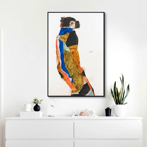 INVIN ART Framed Canvas Giclee Print Art The Dancer Moa by Egon Schiele Wall Art Living Room Home Office Decorations