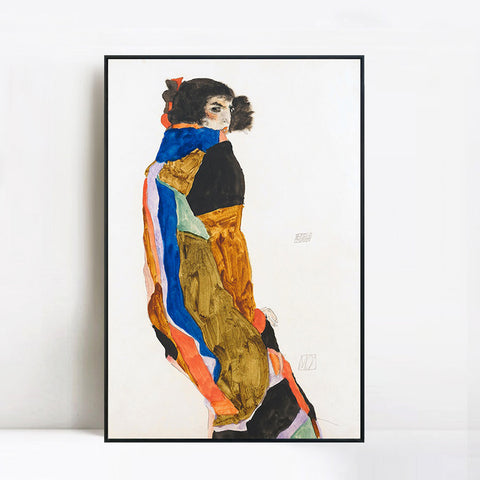 INVIN ART Framed Canvas Giclee Print Art The Dancer Moa by Egon Schiele Wall Art Living Room Home Office Decorations