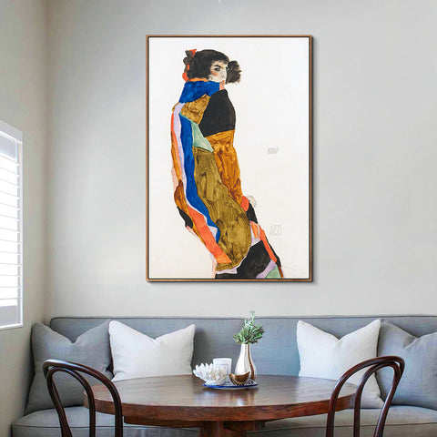 INVIN ART Framed Canvas Giclee Print Art The Dancer Moa by Egon Schiele Wall Art Living Room Home Office Decorations
