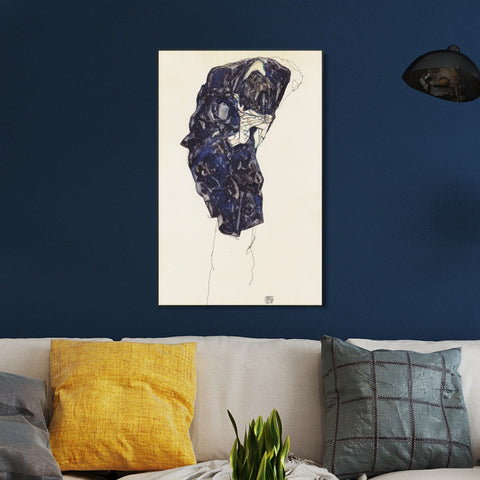 INVIN ART Framed Canvas Giclee Print Thinking Woman by Egon Schiele Wall Art Living Room Home Office Decorations