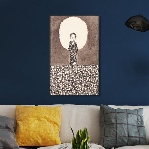 INVIN ART Framed Canvas Giclee Print Standing by Egon Schiele Wall Art Living Room Home Office Decorations