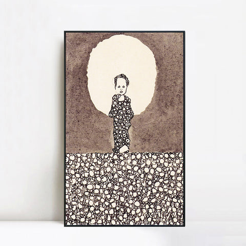 INVIN ART Framed Canvas Giclee Print Standing by Egon Schiele Wall Art Living Room Home Office Decorations
