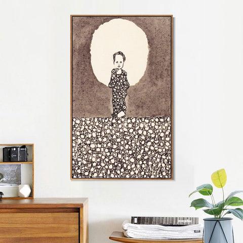 INVIN ART Framed Canvas Giclee Print Standing by Egon Schiele Wall Art Living Room Home Office Decorations