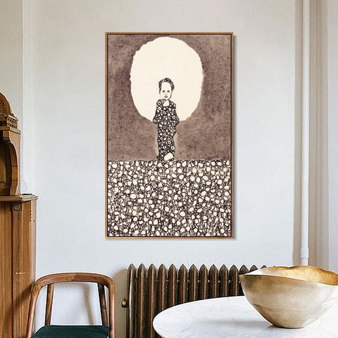 INVIN ART Framed Canvas Giclee Print Standing by Egon Schiele Wall Art Living Room Home Office Decorations