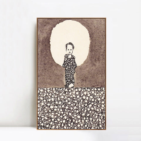 INVIN ART Framed Canvas Giclee Print Standing by Egon Schiele Wall Art Living Room Home Office Decorations