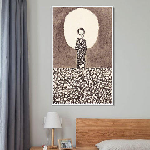 INVIN ART Framed Canvas Giclee Print Standing by Egon Schiele Wall Art Living Room Home Office Decorations