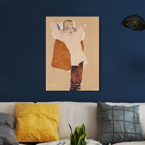 INVIN ART Framed Canvas Giclee Print Sleep On The Pillow by Egon Schiele Wall Art Living Room Home Office Decorations