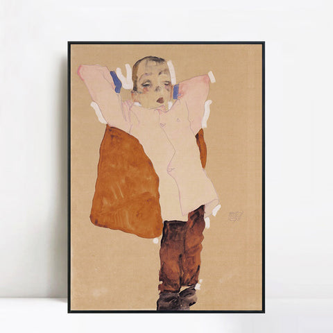 INVIN ART Framed Canvas Giclee Print Sleep On The Pillow by Egon Schiele Wall Art Living Room Home Office Decorations