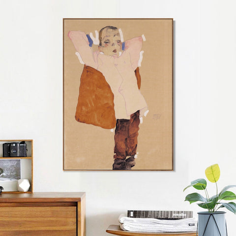 INVIN ART Framed Canvas Giclee Print Sleep On The Pillow by Egon Schiele Wall Art Living Room Home Office Decorations