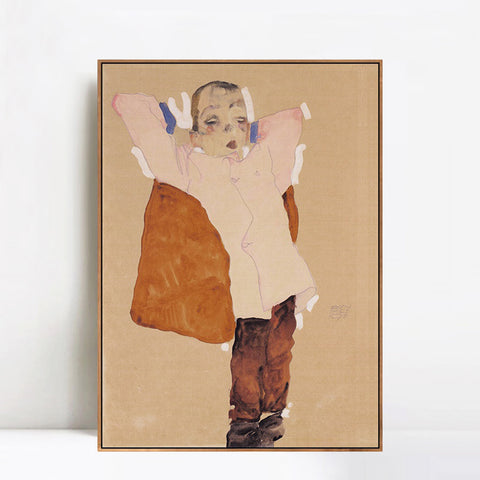 INVIN ART Framed Canvas Giclee Print Sleep On The Pillow by Egon Schiele Wall Art Living Room Home Office Decorations