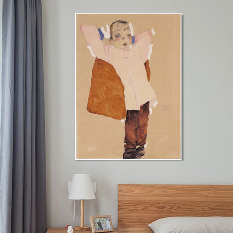INVIN ART Framed Canvas Giclee Print Sleep On The Pillow by Egon Schiele Wall Art Living Room Home Office Decorations