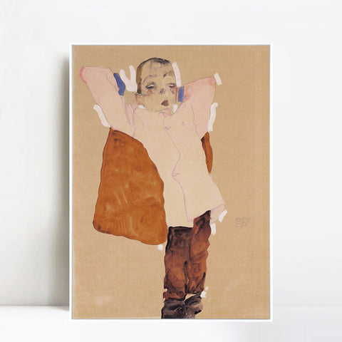 INVIN ART Framed Canvas Giclee Print Sleep On The Pillow by Egon Schiele Wall Art Living Room Home Office Decorations