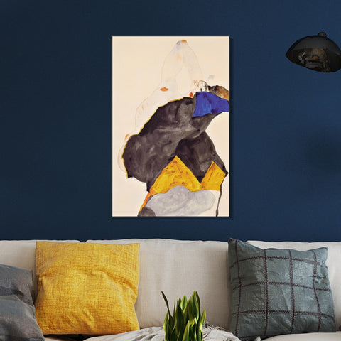 INVIN ART Framed Canvas Giclee Print Nude In Dancing by Egon Schiele Wall Art Living Room Home Office Decorations