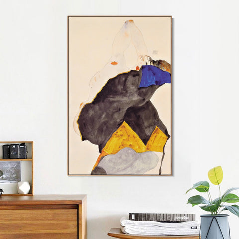 INVIN ART Framed Canvas Giclee Print Nude In Dancing by Egon Schiele Wall Art Living Room Home Office Decorations