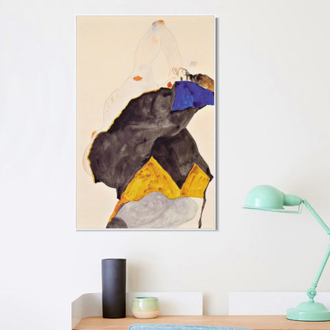 INVIN ART Framed Canvas Giclee Print Nude In Dancing by Egon Schiele Wall Art Living Room Home Office Decorations