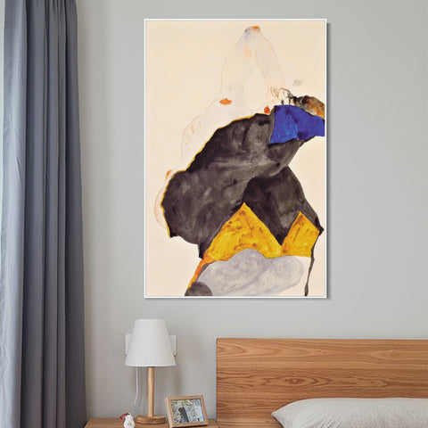 INVIN ART Framed Canvas Giclee Print Nude In Dancing by Egon Schiele Wall Art Living Room Home Office Decorations