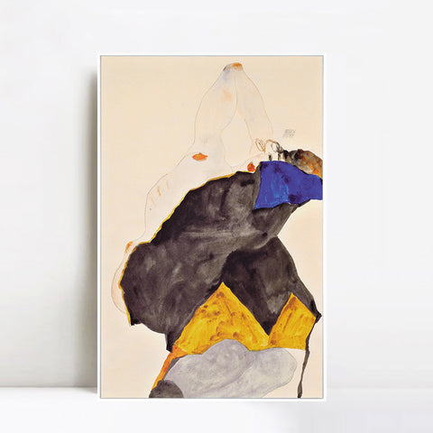 INVIN ART Framed Canvas Giclee Print Nude In Dancing by Egon Schiele Wall Art Living Room Home Office Decorations