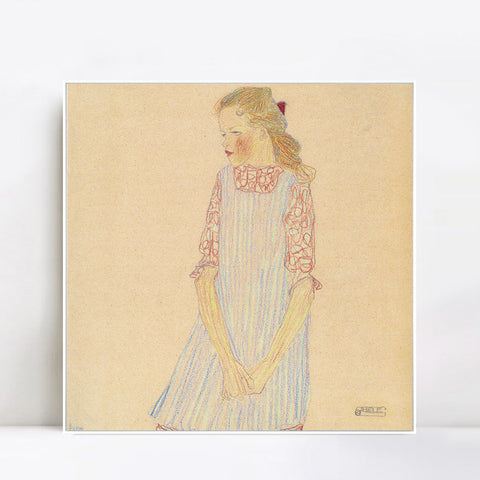 INVIN ART Framed Canvas Giclee Print Beautiful Girl by Egon Schiele Wall Art Living Room Home Office Decorations