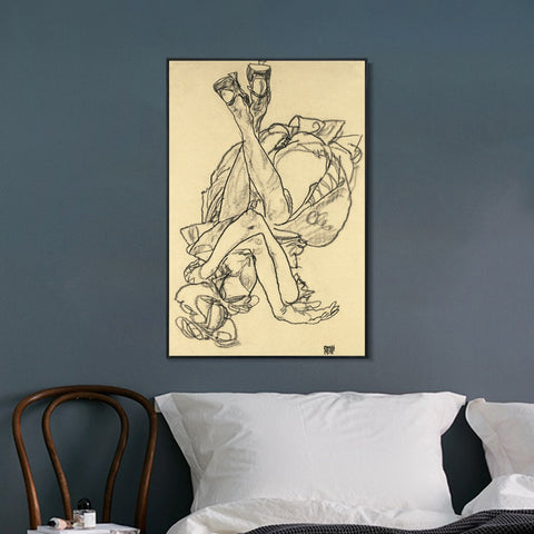 INVIN ART Framed Canvas Giclee Print Series#53 by Egon Schiele Wall Art Living Room Home Office Decorations