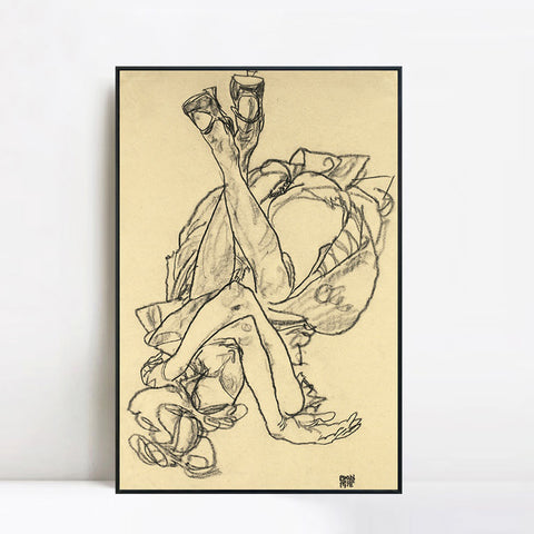 INVIN ART Framed Canvas Giclee Print Series#53 by Egon Schiele Wall Art Living Room Home Office Decorations