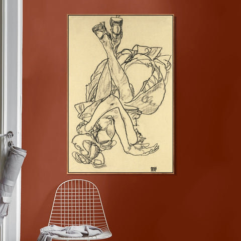 INVIN ART Framed Canvas Giclee Print Series#53 by Egon Schiele Wall Art Living Room Home Office Decorations