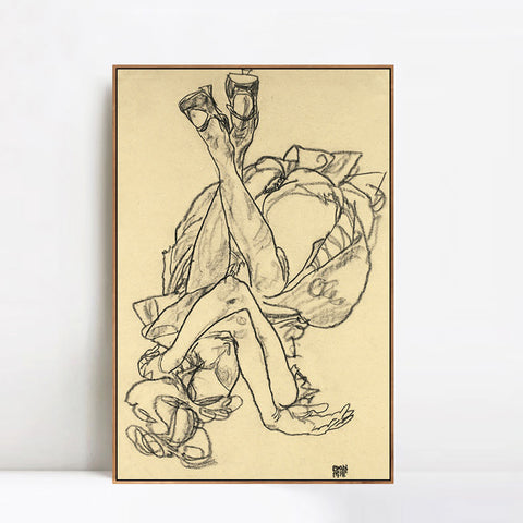INVIN ART Framed Canvas Giclee Print Series#53 by Egon Schiele Wall Art Living Room Home Office Decorations