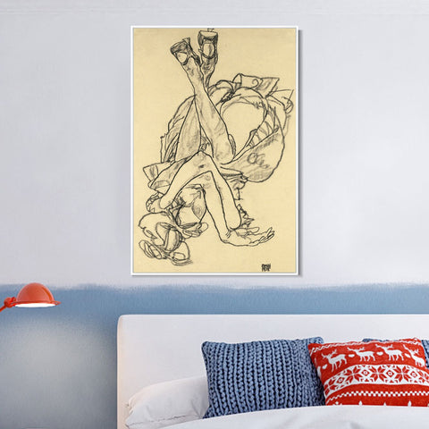 INVIN ART Framed Canvas Giclee Print Series#53 by Egon Schiele Wall Art Living Room Home Office Decorations