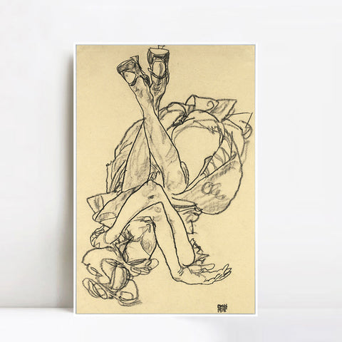 INVIN ART Framed Canvas Giclee Print Series#53 by Egon Schiele Wall Art Living Room Home Office Decorations