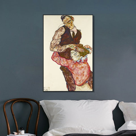 INVIN ART Framed Canvas Giclee Print Series#54 by Egon Schiele Wall Art Living Room Home Office Decorations