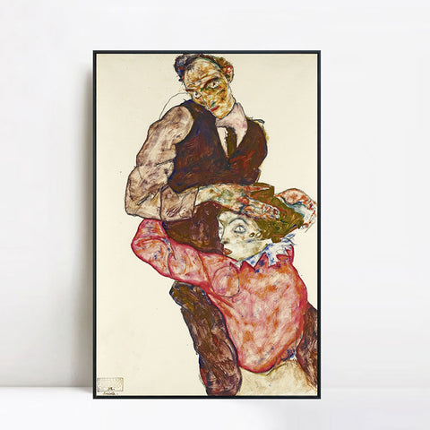 INVIN ART Framed Canvas Giclee Print Series#54 by Egon Schiele Wall Art Living Room Home Office Decorations