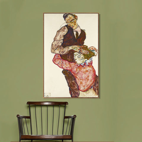 INVIN ART Framed Canvas Giclee Print Series#54 by Egon Schiele Wall Art Living Room Home Office Decorations