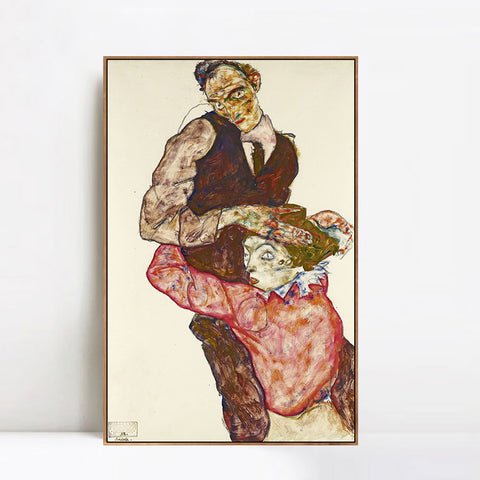 INVIN ART Framed Canvas Giclee Print Series#54 by Egon Schiele Wall Art Living Room Home Office Decorations