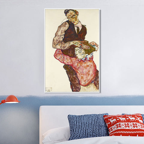 INVIN ART Framed Canvas Giclee Print Series#54 by Egon Schiele Wall Art Living Room Home Office Decorations