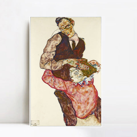 INVIN ART Framed Canvas Giclee Print Series#54 by Egon Schiele Wall Art Living Room Home Office Decorations
