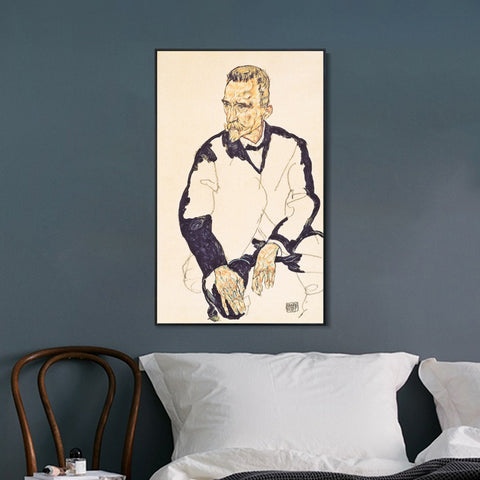 INVIN ART Framed Canvas Giclee Print The Old Man by Egon Schiele Wall Art Living Room Home Office Decorations