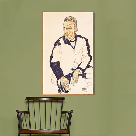 INVIN ART Framed Canvas Giclee Print The Old Man by Egon Schiele Wall Art Living Room Home Office Decorations